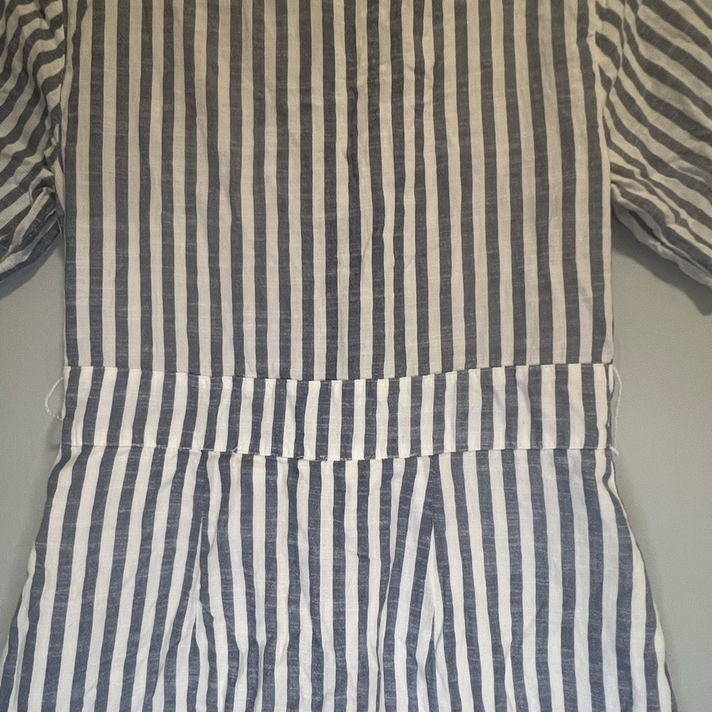 Abercrombie & Fitch Navy and White Vertical Stripe Midi Dress - Picture 6 of 11